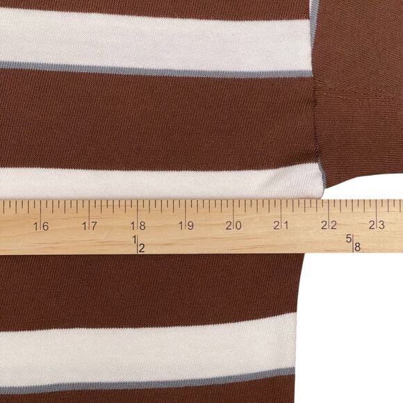 AYR Brown & White Striped Long Sleeve Cotton Top – Size XS - Picture 6 of 7